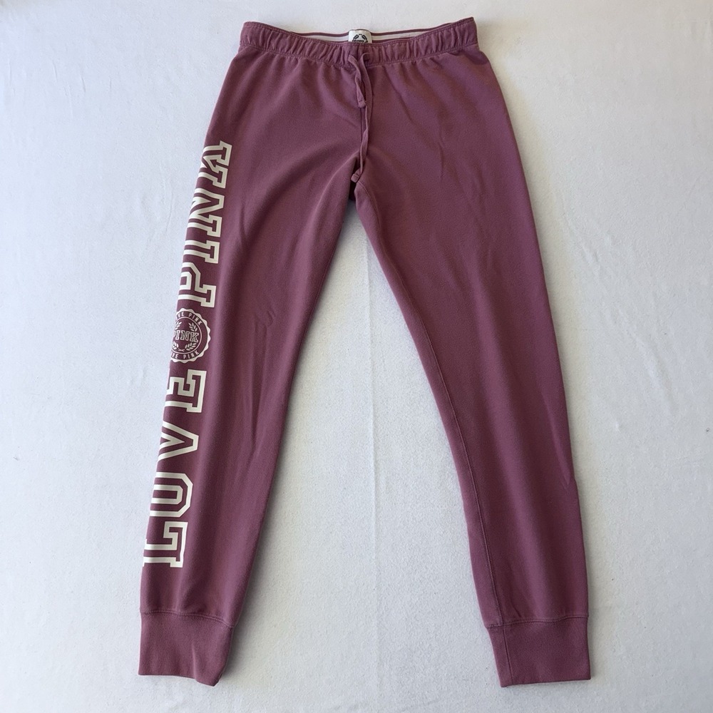 Victorias Secret PINK Joggers Mauve Love Pink Graphic Sweatpants Medium